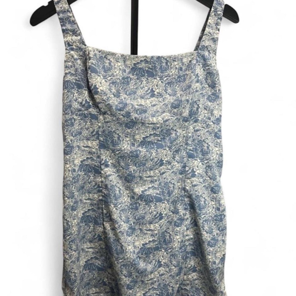 Lulus white/blue floral print dress